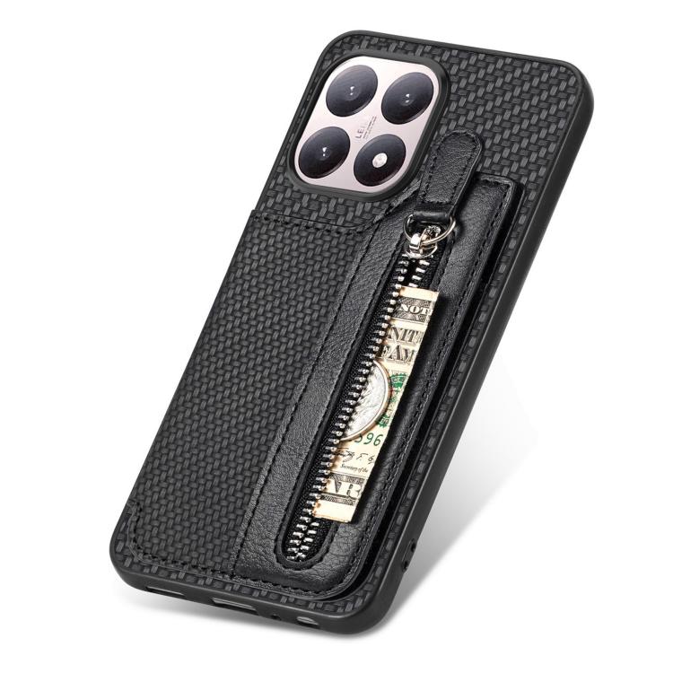 For Xiaomi 15T Carbon Fiber Horizontal Flip Zipper Wallet Phone Case