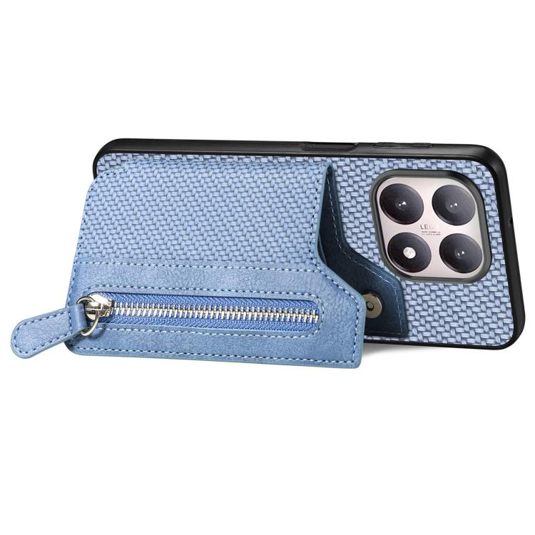 For Xiaomi 15T Carbon Fiber Horizontal Flip Zipper Wallet Phone Case