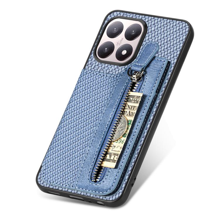 For Xiaomi 15T Carbon Fiber Horizontal Flip Zipper Wallet Phone Case