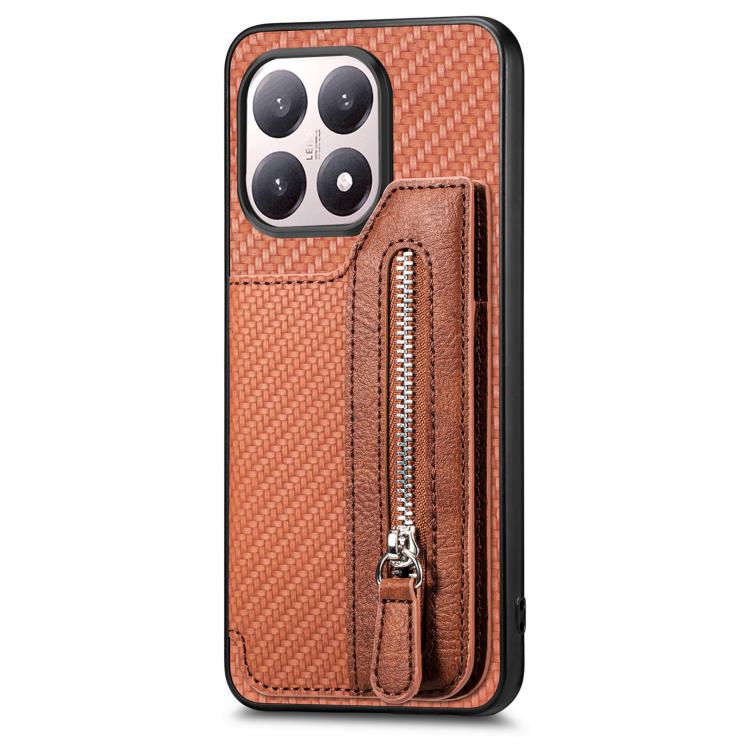For Xiaomi 15T Carbon Fiber Horizontal Flip Zipper Wallet Phone Case