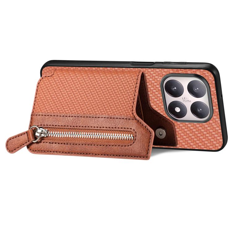 For Xiaomi 15T Carbon Fiber Horizontal Flip Zipper Wallet Phone Case