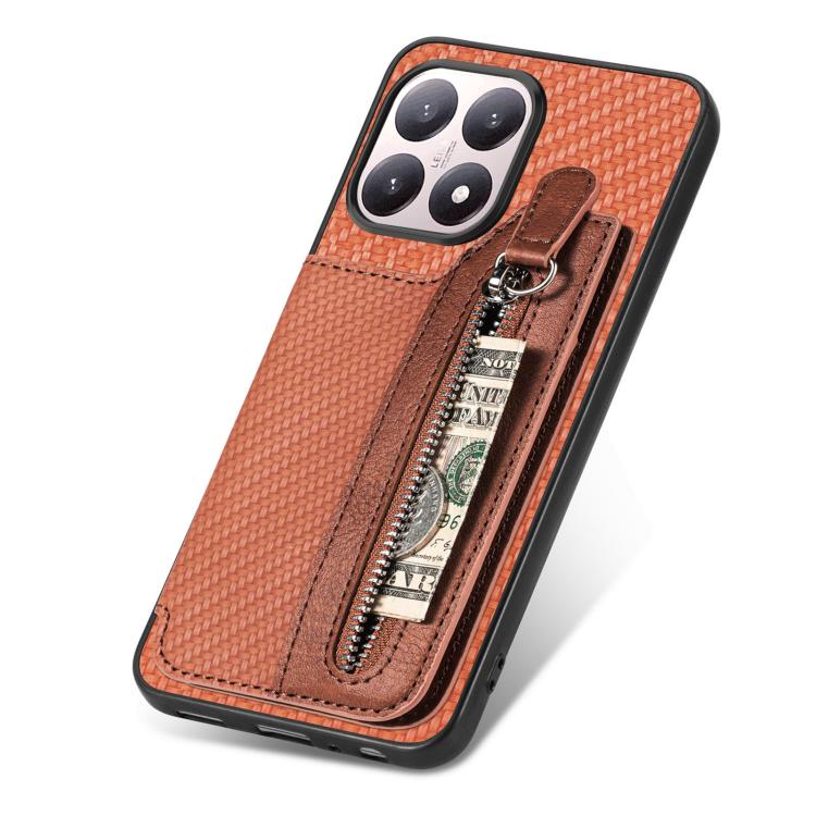 For Xiaomi 15T Carbon Fiber Horizontal Flip Zipper Wallet Phone Case