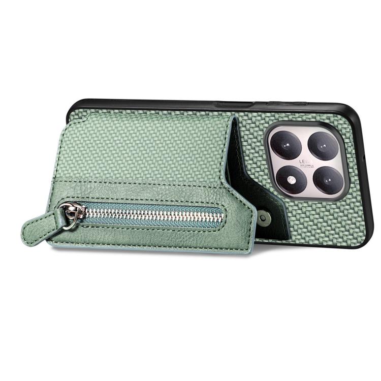 For Xiaomi 15T Carbon Fiber Horizontal Flip Zipper Wallet Phone Case