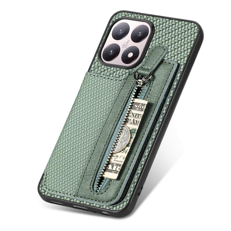 For Xiaomi 15T Carbon Fiber Horizontal Flip Zipper Wallet Phone Case