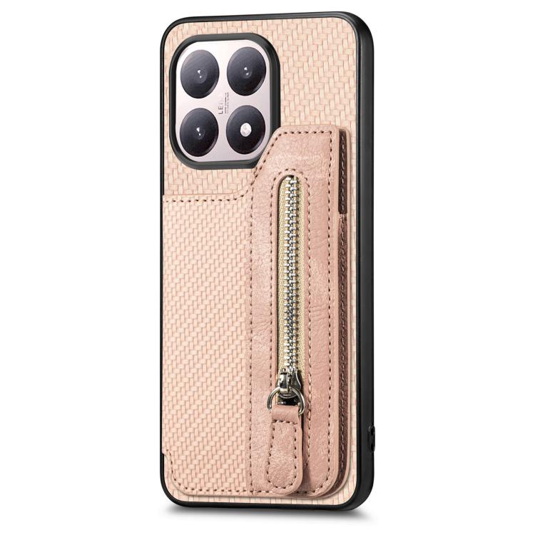 For Xiaomi 15T Carbon Fiber Horizontal Flip Zipper Wallet Phone Case