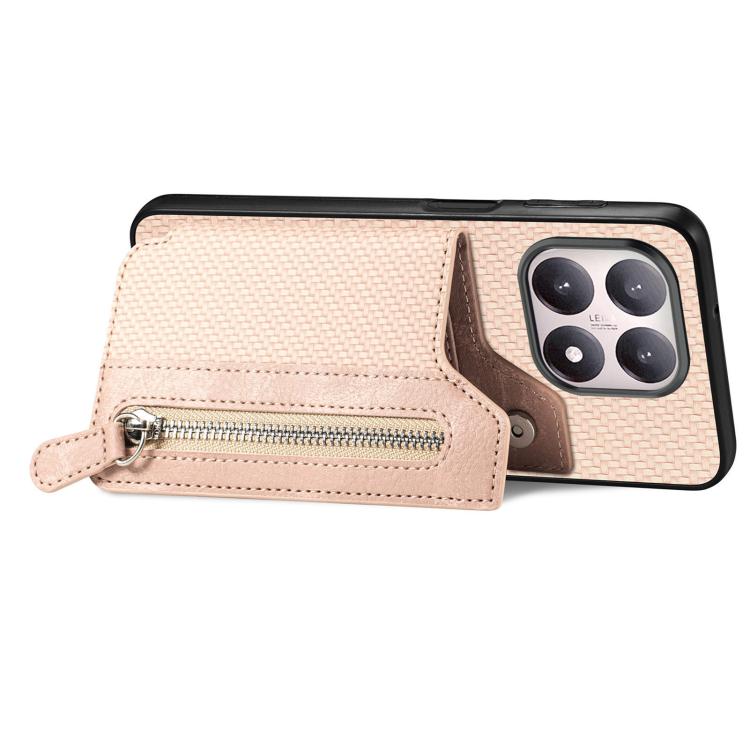 For Xiaomi 15T Carbon Fiber Horizontal Flip Zipper Wallet Phone Case