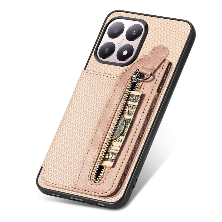 For Xiaomi 15T Carbon Fiber Horizontal Flip Zipper Wallet Phone Case