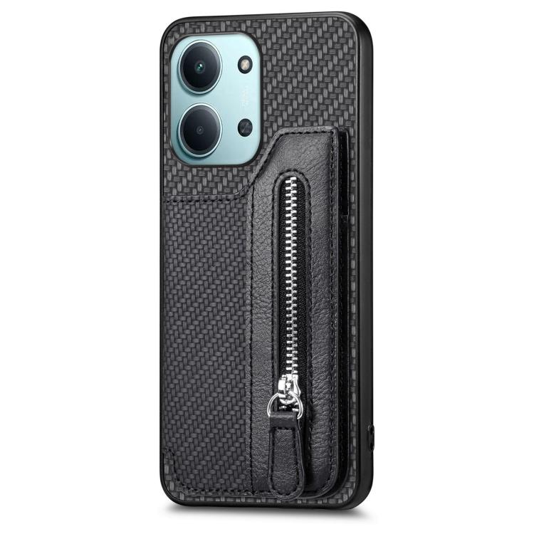 For Redmi 15C 5G / 4G Glodal 171mm Carbon Fiber Horizontal Flip Zipper Wallet Phone Case