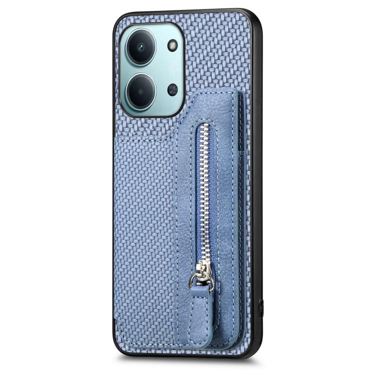 For Redmi 15C 5G / 4G Glodal 171mm Carbon Fiber Horizontal Flip Zipper Wallet Phone Case