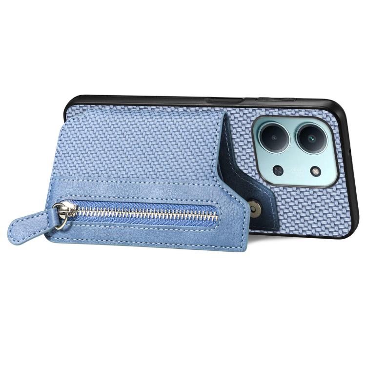 For Redmi 15C 5G / 4G Glodal 171mm Carbon Fiber Horizontal Flip Zipper Wallet Phone Case