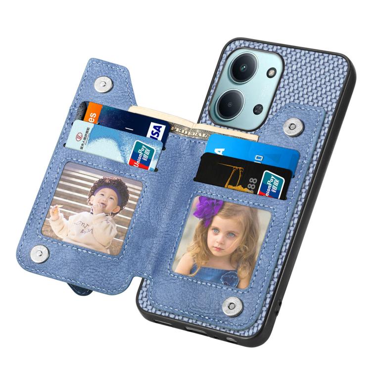For Redmi 15C 5G / 4G Glodal 171mm Carbon Fiber Horizontal Flip Zipper Wallet Phone Case