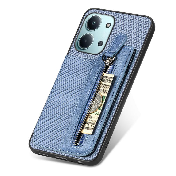 For Redmi 15C 5G / 4G Glodal 171mm Carbon Fiber Horizontal Flip Zipper Wallet Phone Case