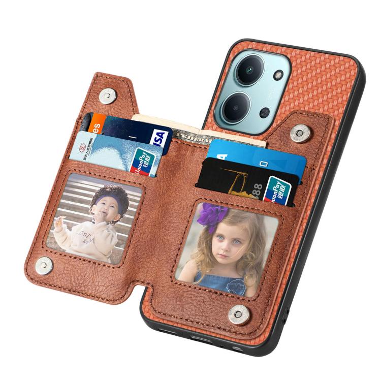 For Redmi 15C 5G / 4G Glodal 171mm Carbon Fiber Horizontal Flip Zipper Wallet Phone Case