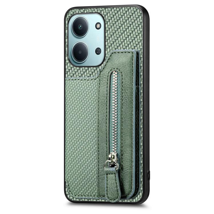 For Redmi 15C 5G / 4G Glodal 171mm Carbon Fiber Horizontal Flip Zipper Wallet Phone Case