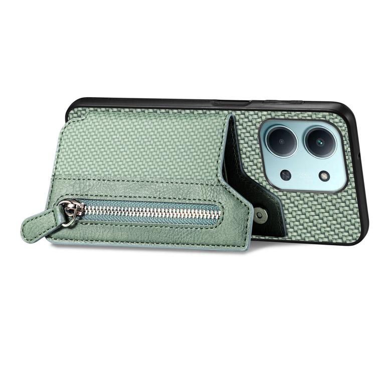 For Redmi 15C 5G / 4G Glodal 171mm Carbon Fiber Horizontal Flip Zipper Wallet Phone Case