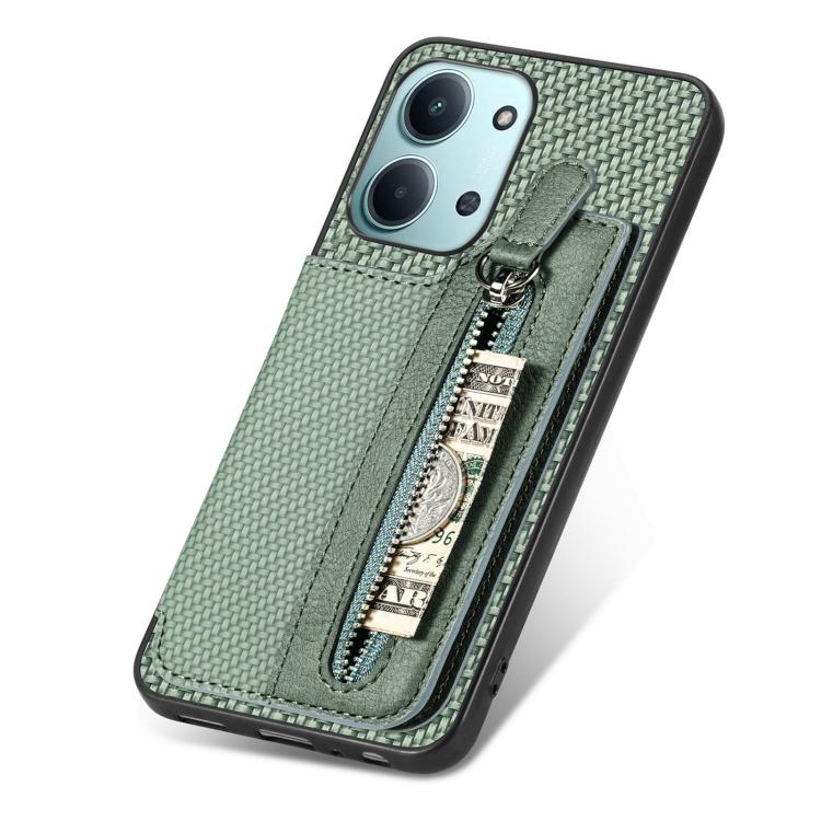 For Redmi 15C 5G / 4G Glodal 171mm Carbon Fiber Horizontal Flip Zipper Wallet Phone Case