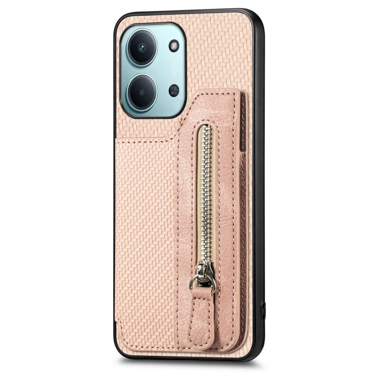 For Redmi 15C 5G / 4G Glodal 171mm Carbon Fiber Horizontal Flip Zipper Wallet Phone Case