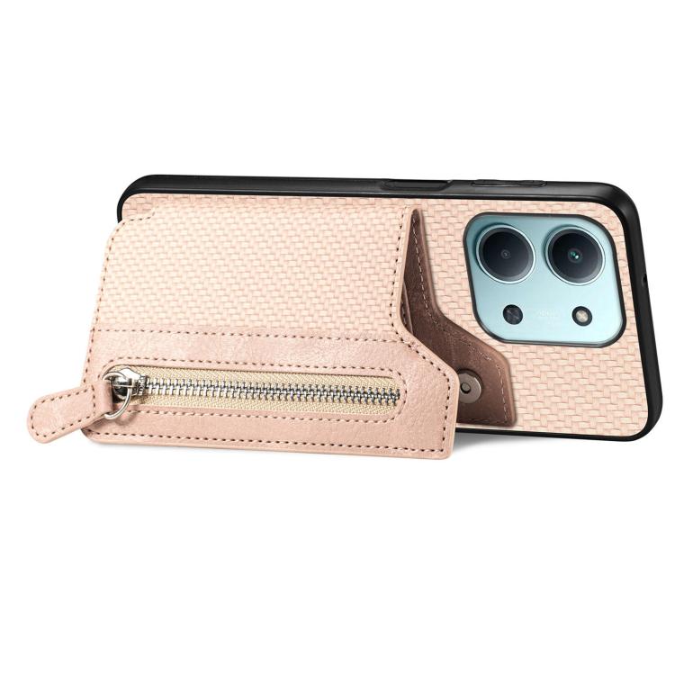 For Redmi 15C 5G / 4G Glodal 171mm Carbon Fiber Horizontal Flip Zipper Wallet Phone Case
