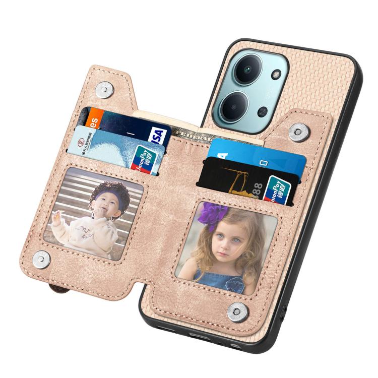 For Redmi 15C 5G / 4G Glodal 171mm Carbon Fiber Horizontal Flip Zipper Wallet Phone Case