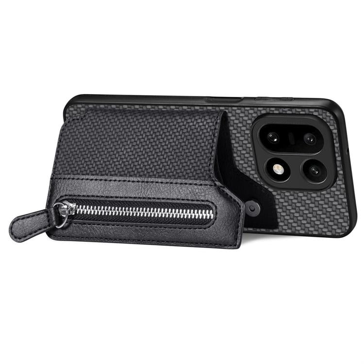 For OnePlus 15 Carbon Fiber Horizontal Flip Zipper Wallet Phone Case
