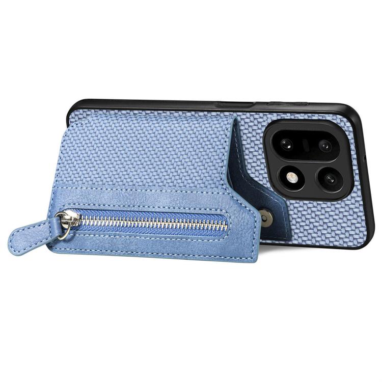 For OnePlus 15 Carbon Fiber Horizontal Flip Zipper Wallet Phone Case