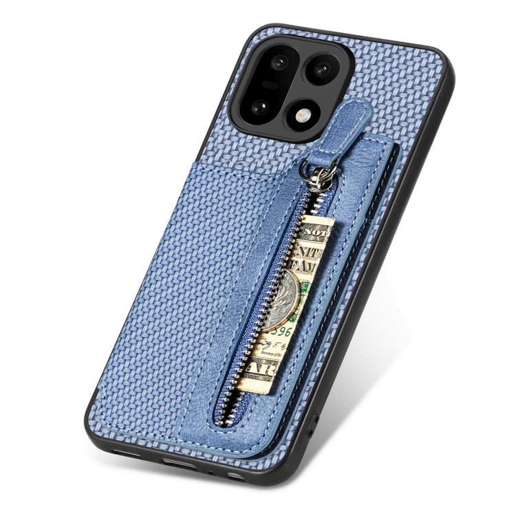 For OnePlus 15 Carbon Fiber Horizontal Flip Zipper Wallet Phone Case