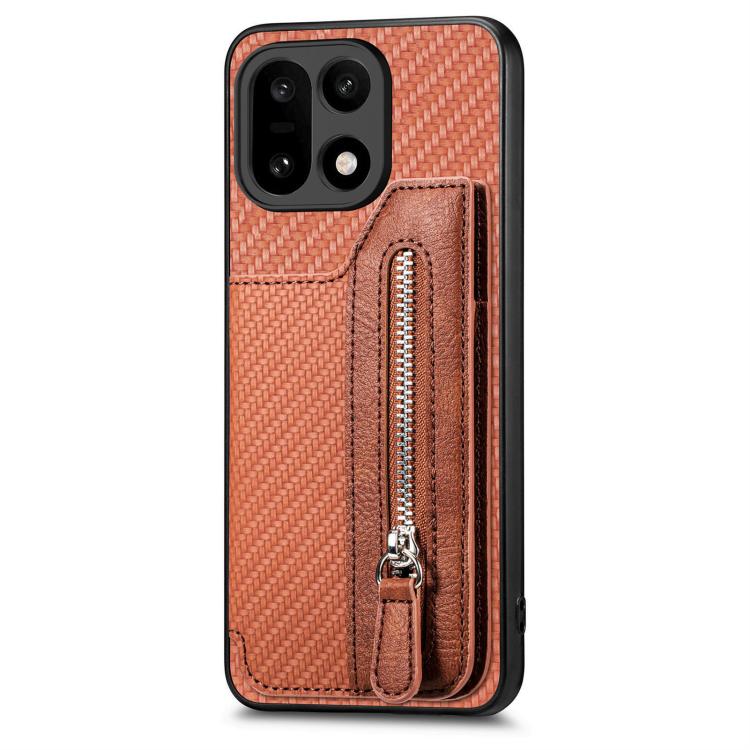 For OnePlus 15 Carbon Fiber Horizontal Flip Zipper Wallet Phone Case
