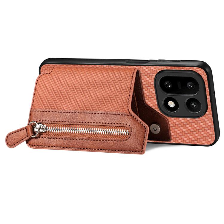 For OnePlus 15 Carbon Fiber Horizontal Flip Zipper Wallet Phone Case