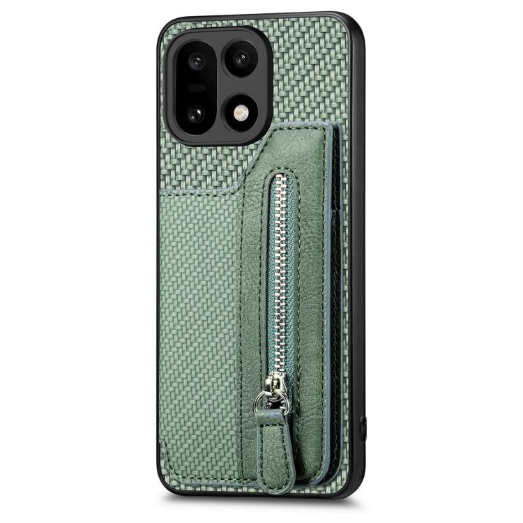 For OnePlus 15 Carbon Fiber Horizontal Flip Zipper Wallet Phone Case