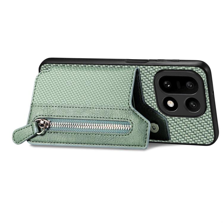For OnePlus 15 Carbon Fiber Horizontal Flip Zipper Wallet Phone Case