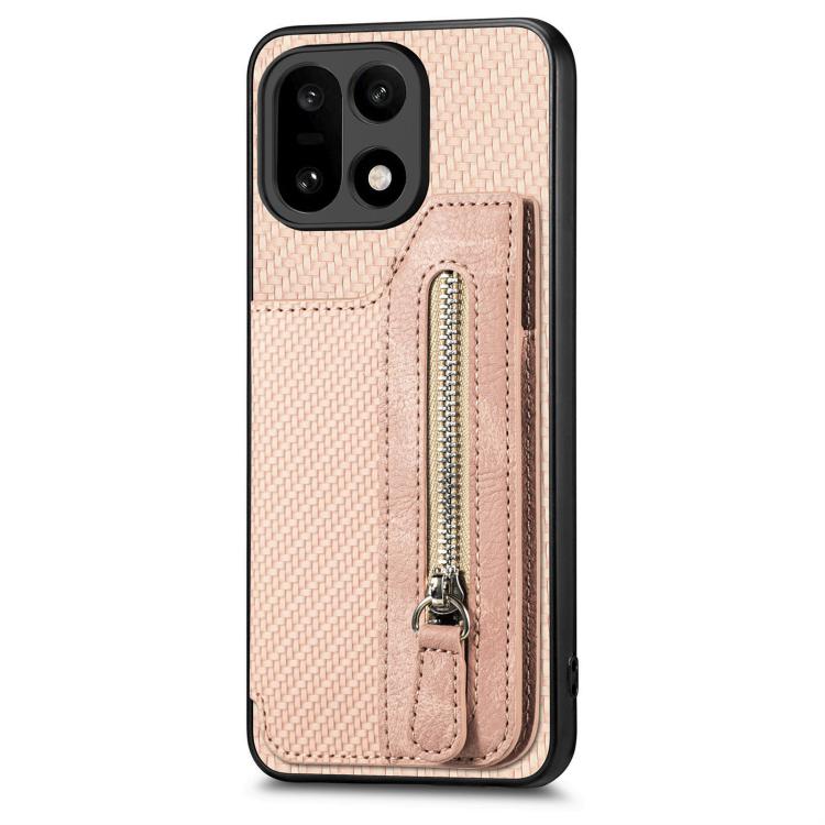 For OnePlus 15 Carbon Fiber Horizontal Flip Zipper Wallet Phone Case