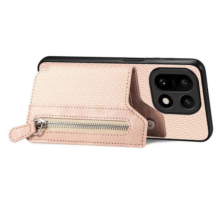 For OnePlus 15 Carbon Fiber Horizontal Flip Zipper Wallet Phone Case