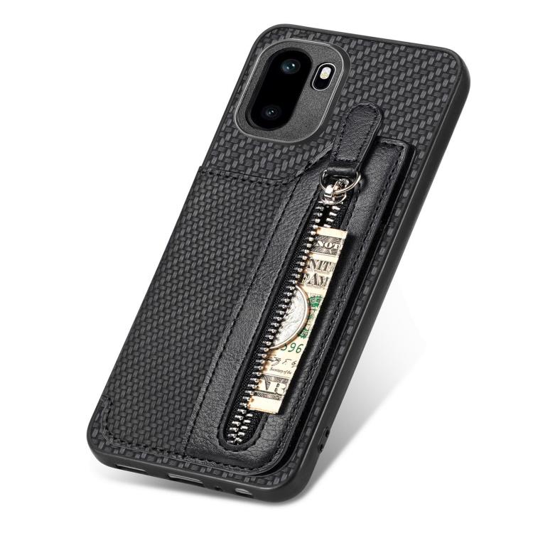 For OnePlus Ace 6 / 6T / 15R Carbon Fiber Horizontal Flip Zipper Wallet Phone Case