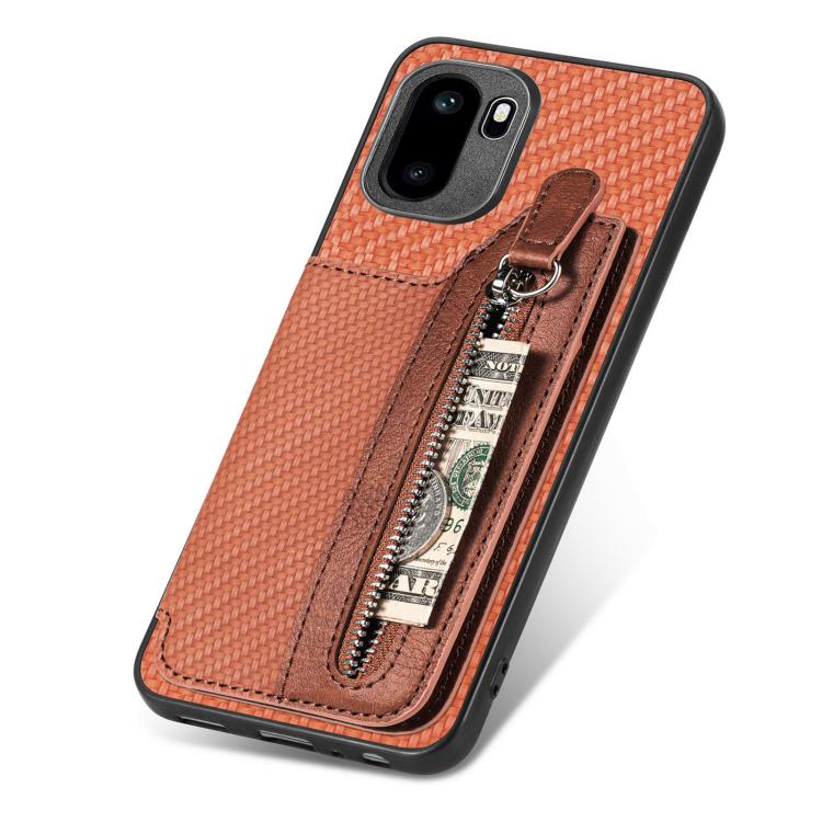 For OnePlus Ace 6 / 6T / 15R Carbon Fiber Horizontal Flip Zipper Wallet Phone Case