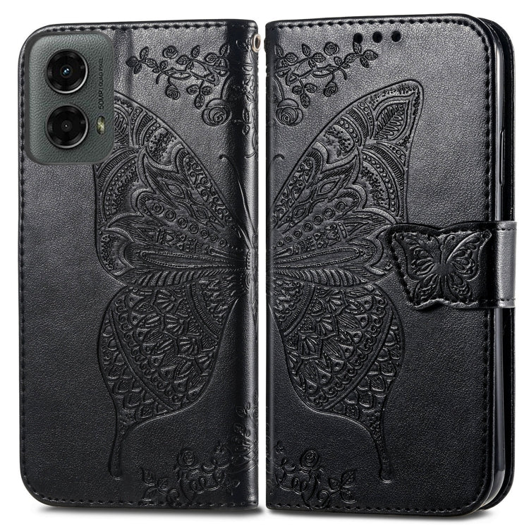 For Motorola Moto G 5G 2024 Butterfly Love Flower Embossed Leather Phone Case