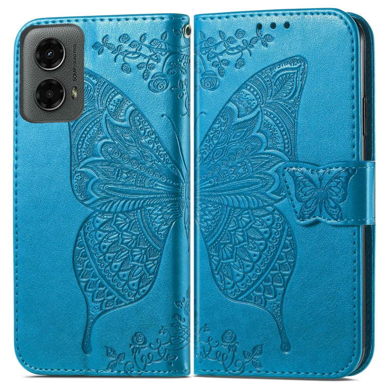 For Motorola Moto G 5G 2024 Butterfly Love Flower Embossed Leather Phone Case