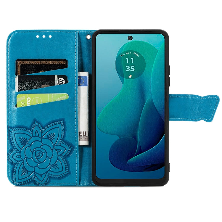 For Motorola Moto G 5G 2024 Butterfly Love Flower Embossed Leather Phone Case