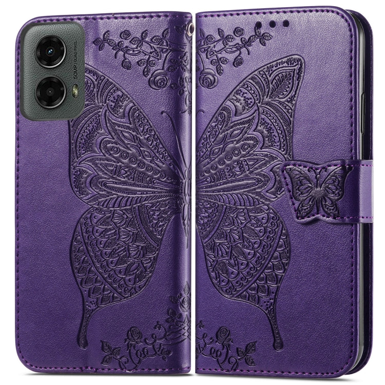 For Motorola Moto G 5G 2024 Butterfly Love Flower Embossed Leather Phone Case
