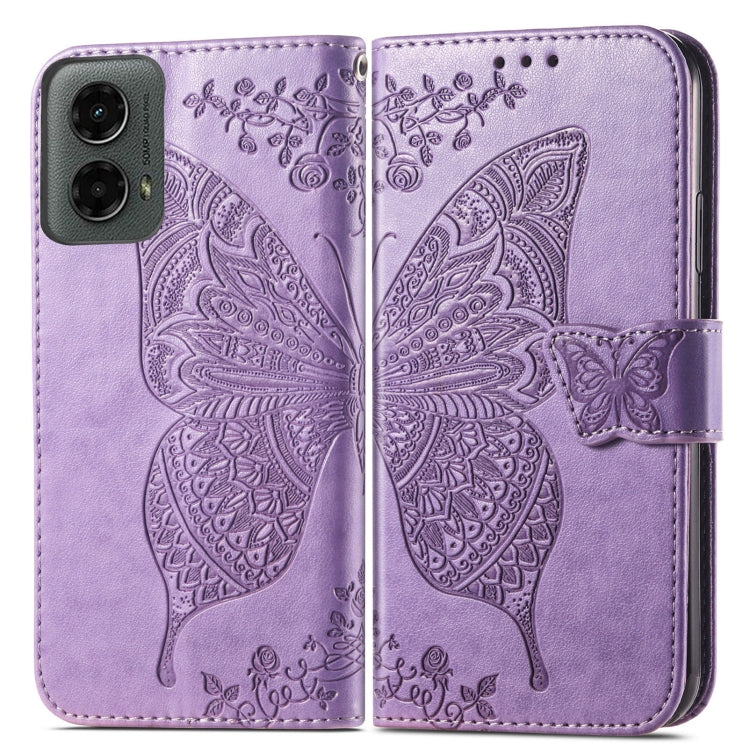 For Motorola Moto G 5G 2024 Butterfly Love Flower Embossed Leather Phone Case