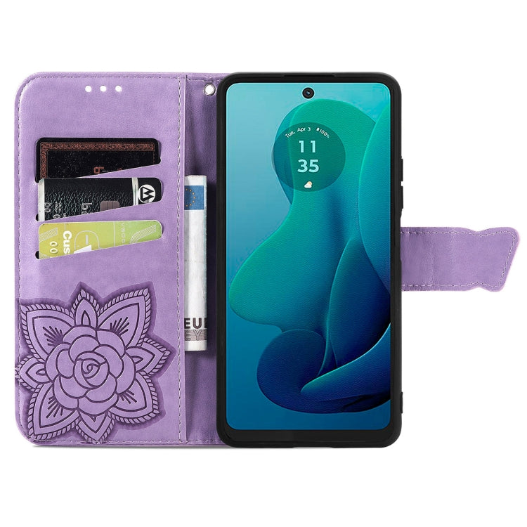 For Motorola Moto G 5G 2024 Butterfly Love Flower Embossed Leather Phone Case