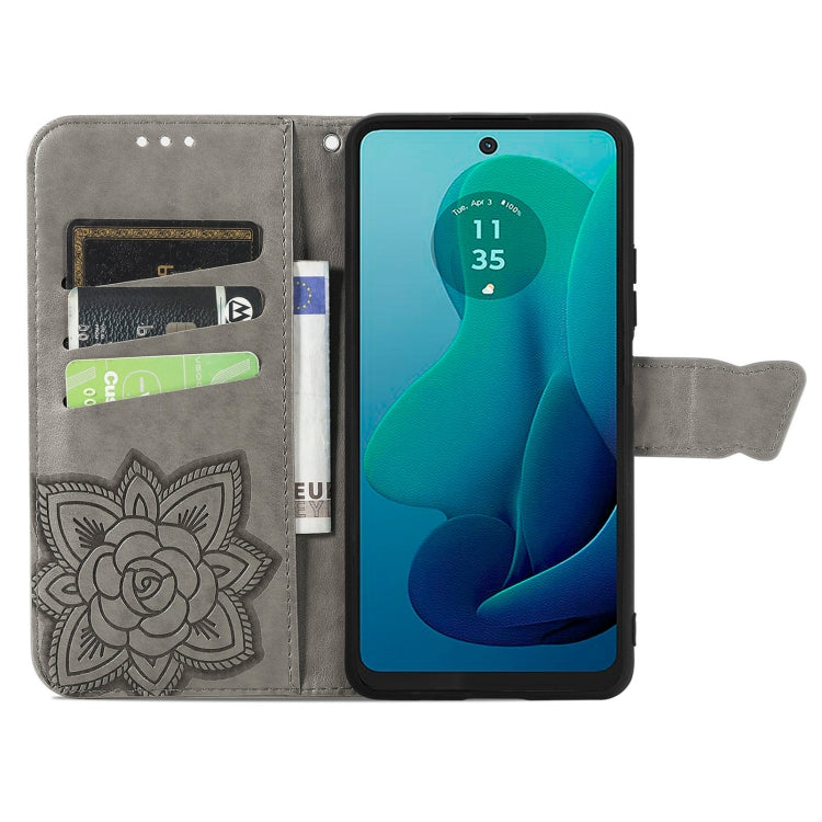 For Motorola Moto G 5G 2024 Butterfly Love Flower Embossed Leather Phone Case