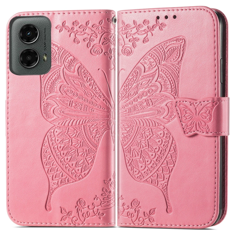 For Motorola Moto G 5G 2024 Butterfly Love Flower Embossed Leather Phone Case