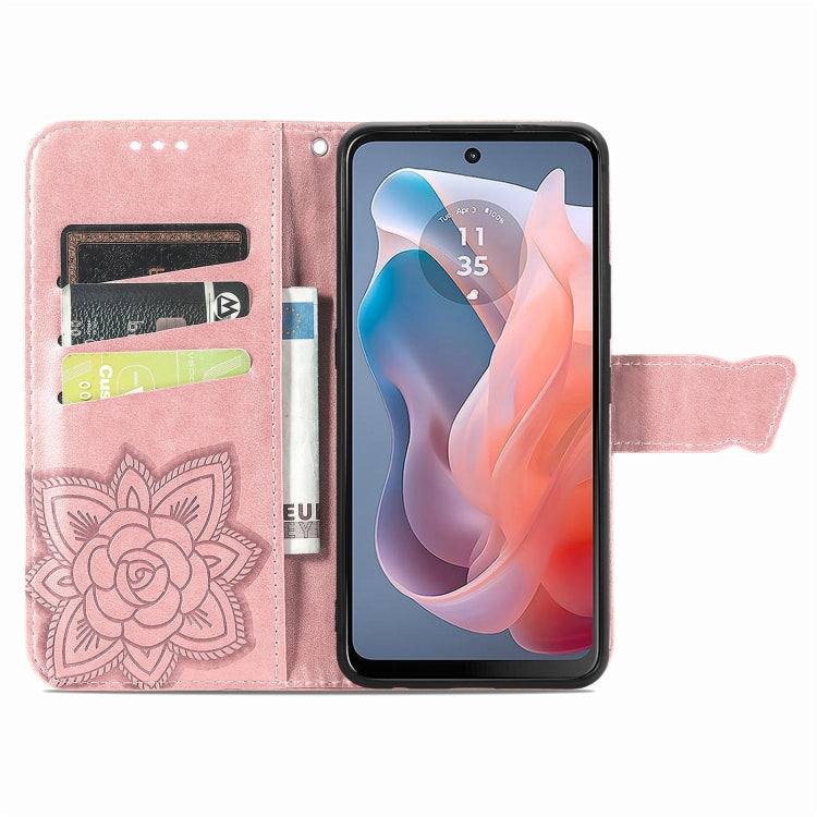 For Motorola Moto G  Play  2024 Butterfly Love Flower Embossed Leather Phone Case