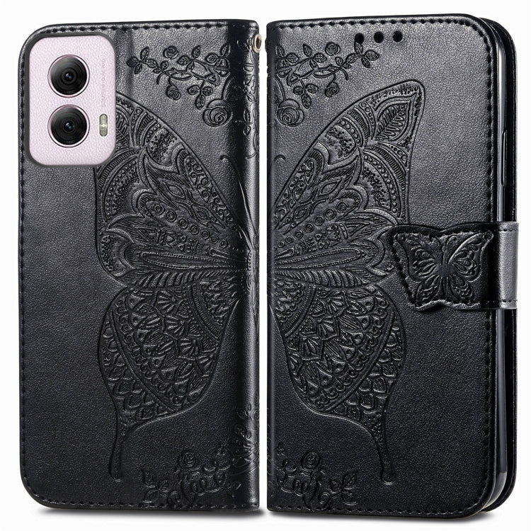 For Motorola Moto G Power 2024 Butterfly Love Flower Embossed Leather Phone Case