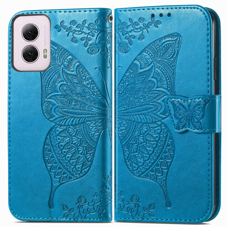 For Motorola Moto G Power 2024 Butterfly Love Flower Embossed Leather Phone Case