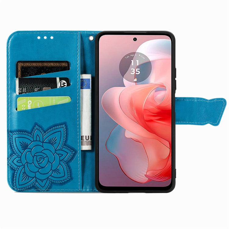 For Motorola Moto G Power 2024 Butterfly Love Flower Embossed Leather Phone Case