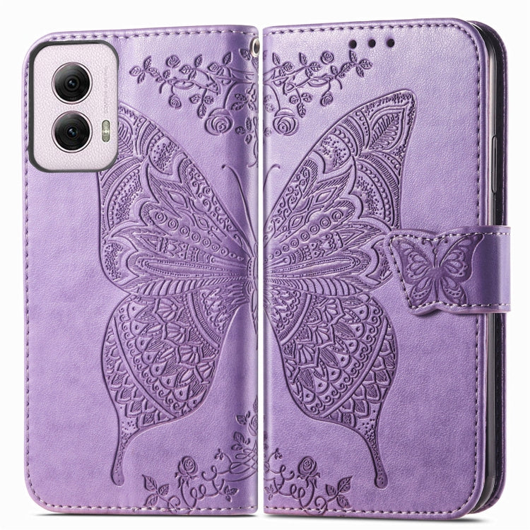 For Motorola Moto G Power 2024 Butterfly Love Flower Embossed Leather Phone Case