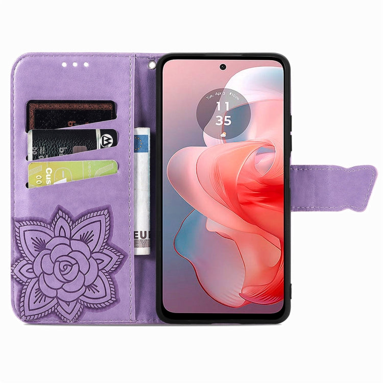 For Motorola Moto G Power 2024 Butterfly Love Flower Embossed Leather Phone Case