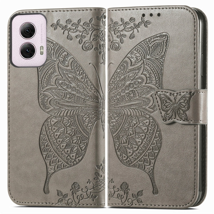 For Motorola Moto G Power 2024 Butterfly Love Flower Embossed Leather Phone Case
