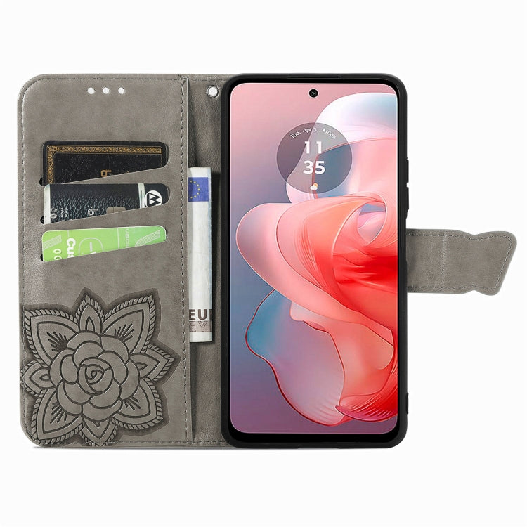 For Motorola Moto G Power 2024 Butterfly Love Flower Embossed Leather Phone Case